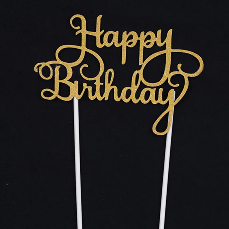 Кекс торт Топпер флаги с надписью Happy birthday двойные палочки для семьи день рождения приборы для декорации выпечки TE889