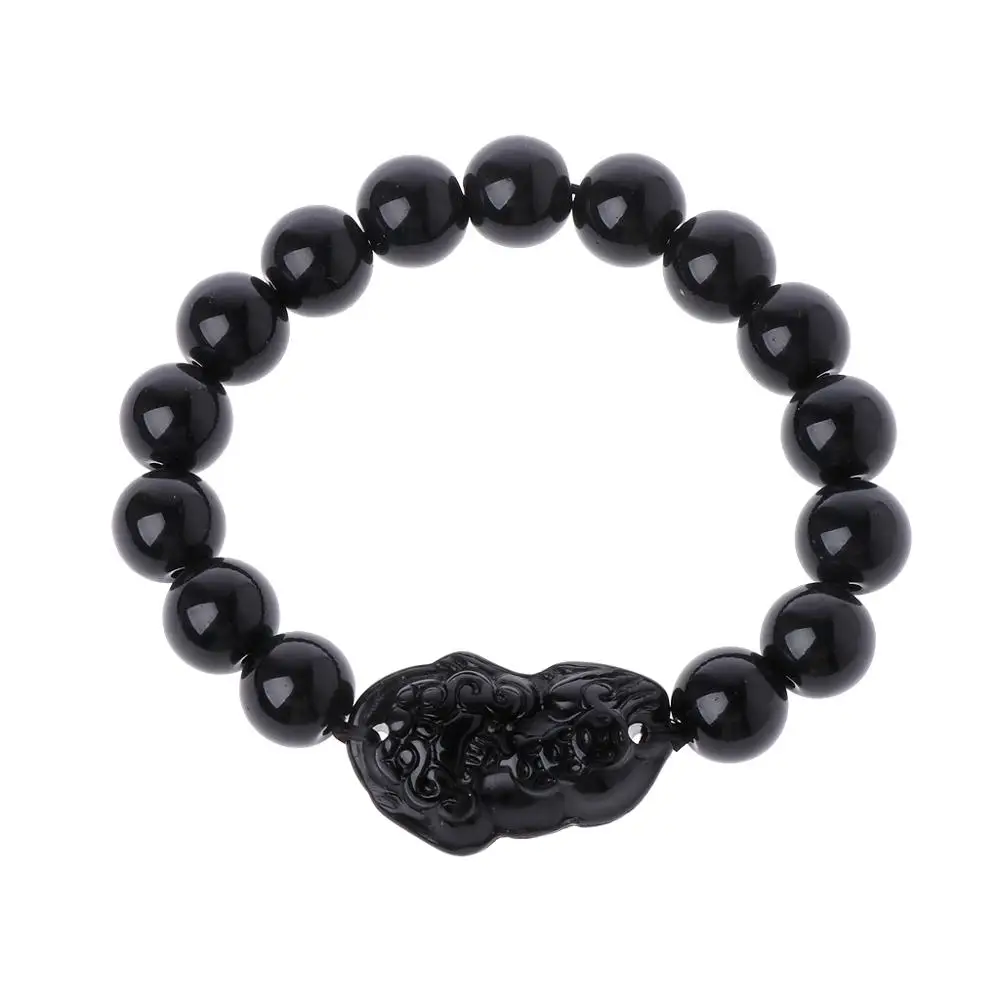 

Feng Shui Obsidian Stone Wealth Pi Xiu Bracelet Attract Wealth and Good Luck