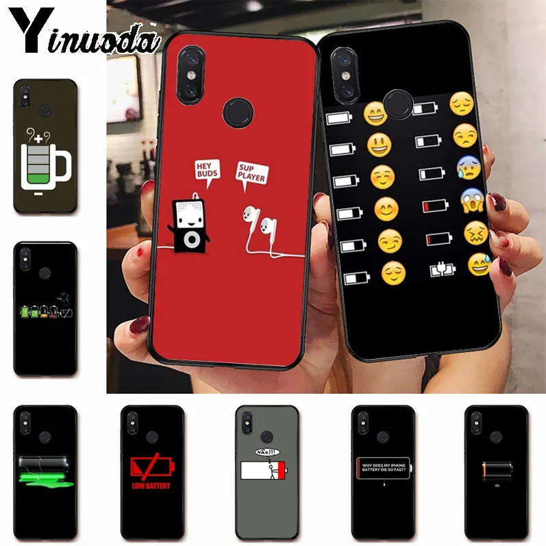 

Ynuoda Battery Life Cycle fashion design skin thin black cell Case for xiaomi mi 8 se 6 note2 note3 redmi 5 plus note5 Cover