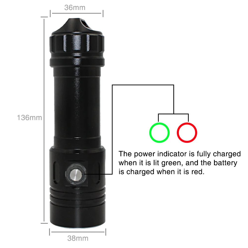 LED diving flashlight XM L2 white light underwater 50m light torch 26650 battery waterproof flashlight led dive torch light lamp