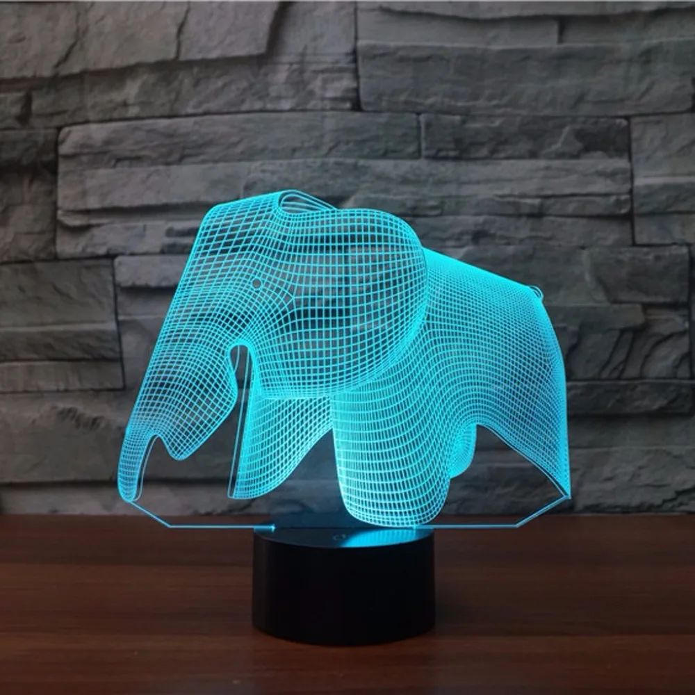 cheap Loely Ephant 3d Visual Led Night LightsUSB Charge 3D night Lamp Bedroom Bookcase Night Light Home Decor Creative Gift