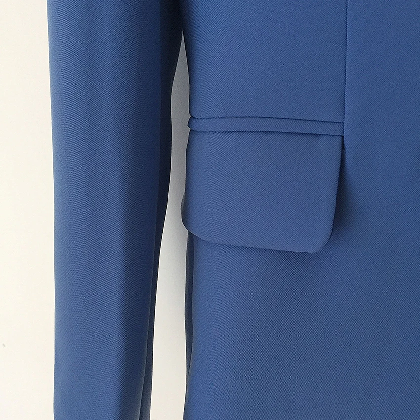 Высокое качество, новая мода, дизайнерский Блейзер, пиджак, женский классический металлический двубортный Блейзер на кнопках со львом, голубой