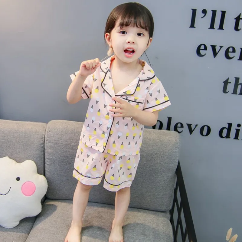 COOTELILI Baby Girl Clothes Toddler  Kids Boy Summer Clothes Ice Cream Printing Pijama Infantil Comfortable Pajama Set 80-120cm  (2)