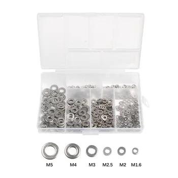 

500Pcs M1.6/M2/M2.5/M3/M4/M5 304 Stainless Steel Flat Washer Plain Washer Gaskets Assortment Kit
