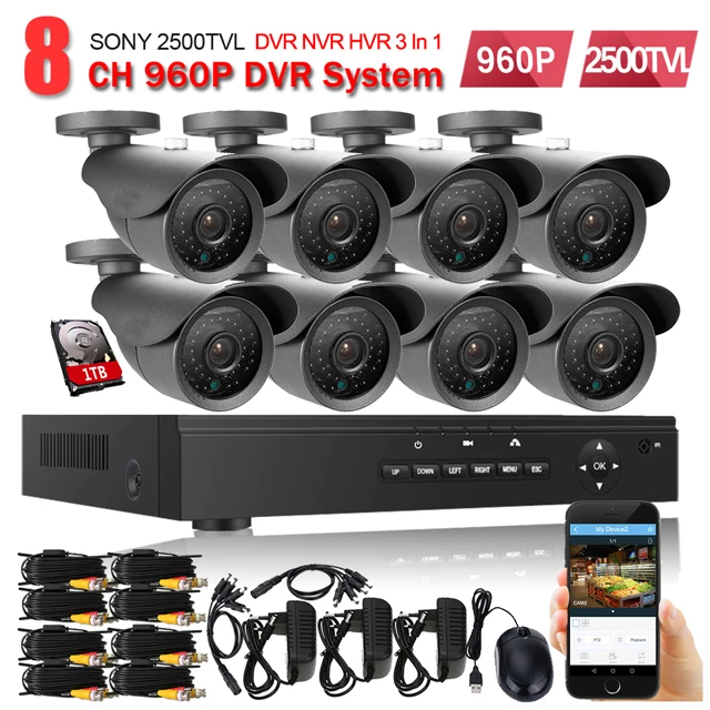 

Home 8CH CCTV Security System 8 Channel HDMI 1080 P AHD DVR HD 960 P 1.3MP Outdoor Bullet Cameras Kit Video Surveillance System