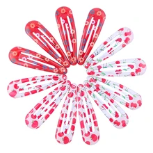 12 шт. заколки для волос для детей, девочек, детские аксессуары для волос, для женщин, милый цветок, фрукты, яблоко, вишня, цветная металлическая заколка