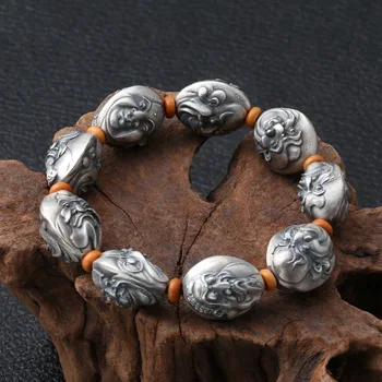 

S990 silver hand act the role ofing is tasted Style restoring ancient ways Thai silver classic men 18 arhats hand chain