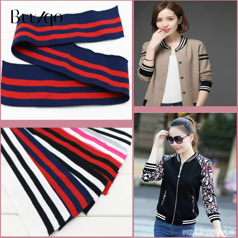 

buulqo Custom-made cotton knitted striped thread fabric elastic collar cuffs hem bottom collar thread mouth fabric