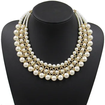 

Statement necklace fashion for women 2018 collar bead brand chunky female chain bib pearl necklaces & pendants vintage Jewelry