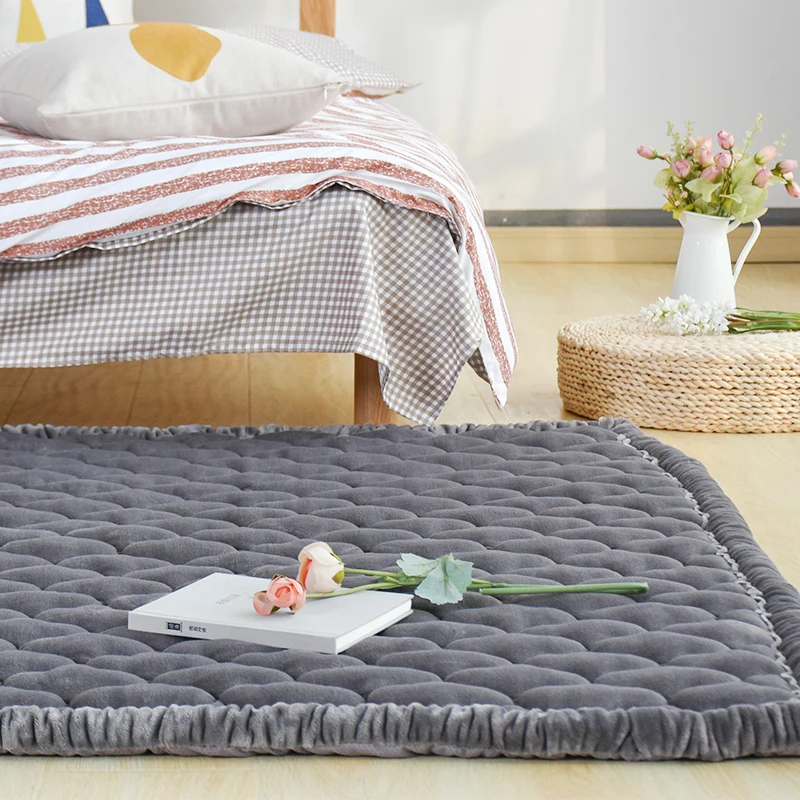 Простой и чистый цвет короткий плюшевый коврик прикроватный для спальни с татами