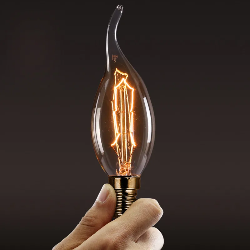 Vintage Edison Light Bulb candle bulb E14 40W 110V 220V C35 Incandescent Bulb for pendant lights
