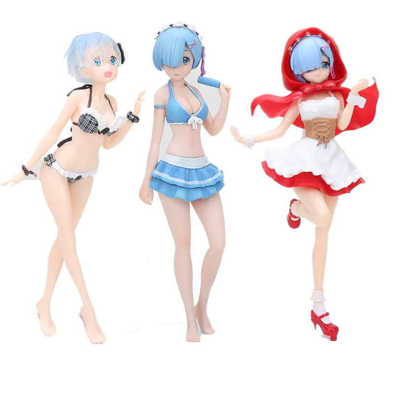 

Re:Life in a different world from zero Ram/Rem red hat action figure Collectible Model Toys Anime Doll