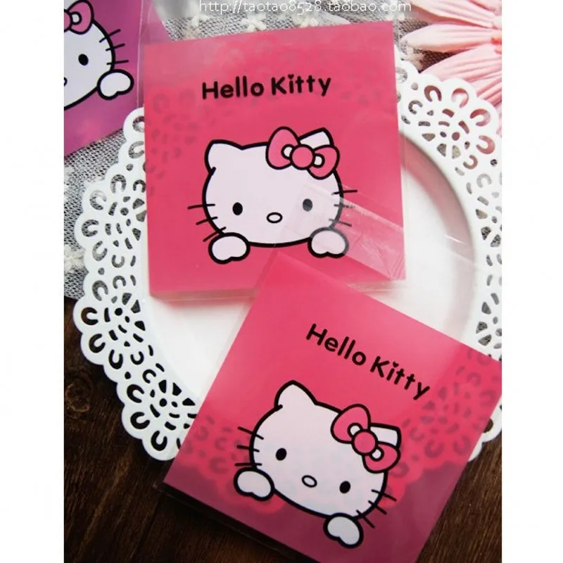 100 шт милый розовый hello kitty принт OPP самоклеющиеся пластиковые пакеты для печенья выпечки посылка вечерние конфеты и подарочные пакеты BZ041