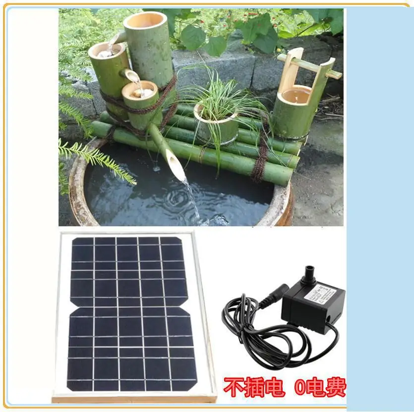 Bomba de Água Solar de Filtro para Piscina Tubo de Bambu de Fluxo de Água sem Solo Tanque de Peixes Submersível de Balanço Solar Externa Cultura Bomba