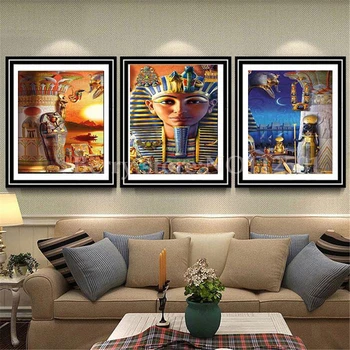 

DIY 3pcs/set 3d Diamond Embroidery Egypt Scenic 5d Diamond Painting triptych Cross Stitch Diamond Embroidery Mosaic Home Decor