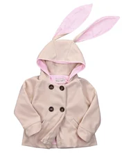 2016 Marque Enfants Costumes Automne Hiver Chaud Filles Lapin Manteau À Manches Longues Veste À Capuche Outwear
