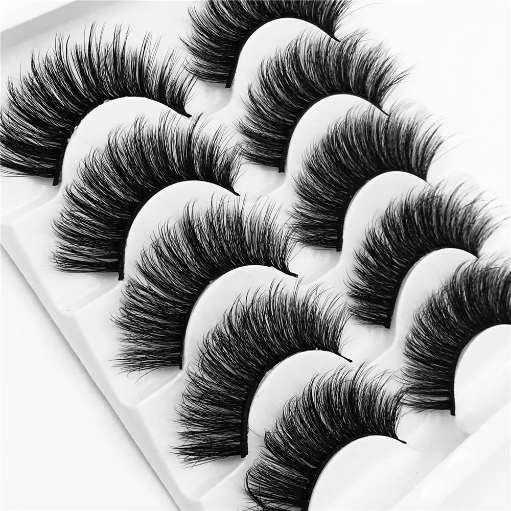 5 Pairs Luxurious Mink Hair False Eyelashes Thick Curled Full Strip
