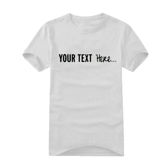 Fashion Men's Custom T shirt Black White Letter Text Print Cotton T