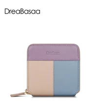 DreaBasaa 2016 New Women Mini Wallet Genuine Leather Fashion Ladies Wallet Short Zipper Bag Sheepskin Women Purse Card Holder