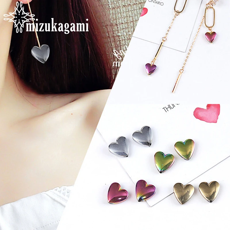 

10MM 10pcs/lot Natural Stone Black Gallstone Love Heart Shape Beads Charms Pendant For DIY Earrings Jewelry Making Accessories