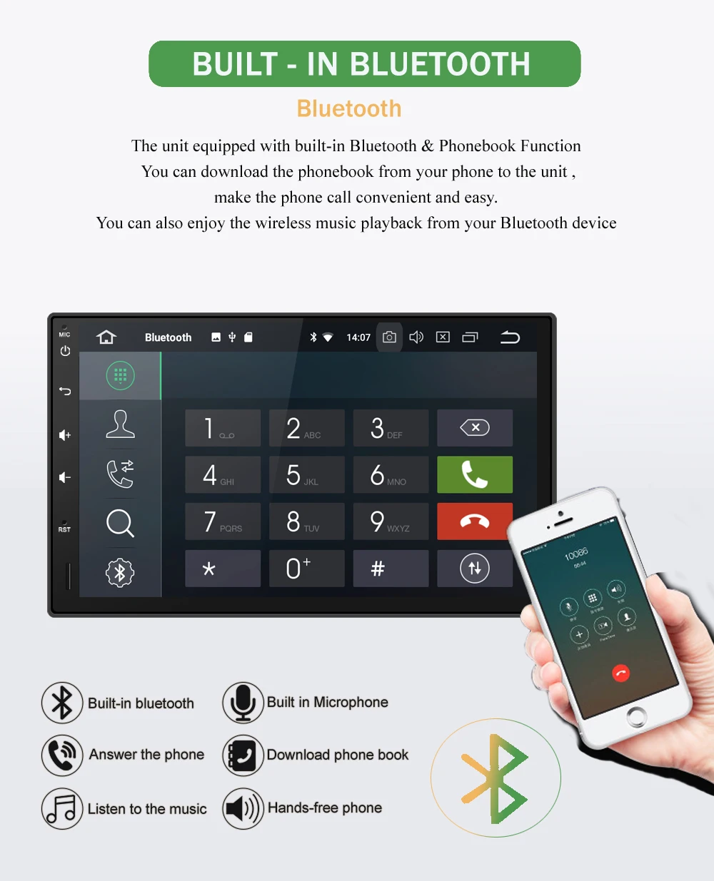 Perfect Bonroad 2 Din Android 9.0 Car Multimedia For Nissan Toyota Hyundai GPS Navigation Audio Player Car Radio RDS Video Player 4