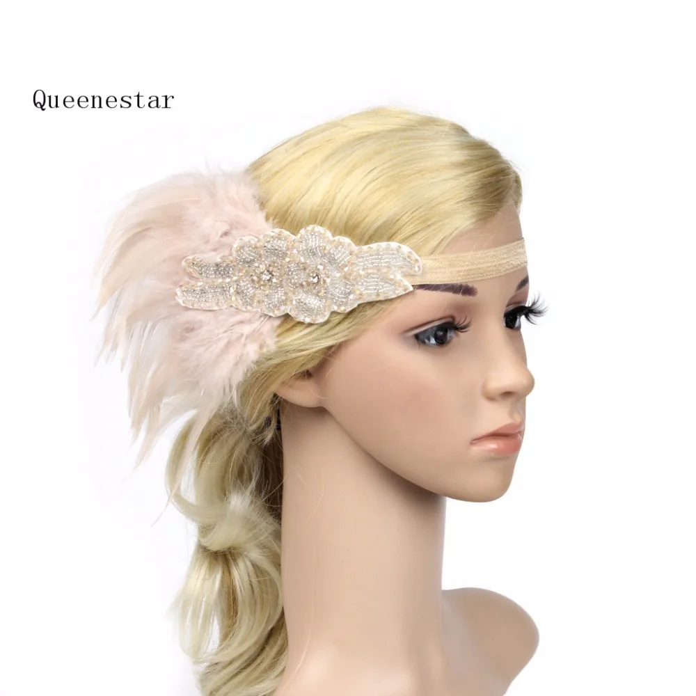 Buy Rhinestone Beaded Sequin Feather Hair Band 1920s Vintage Gatsby Party