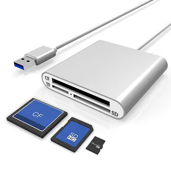 

Aluminum USB 3.0 Portable Card Reader 3-Slot Flash Memory Card Reader for CF/SD/TF Micro SD/MD/MMC/SDHC/SDXC Flash Cards