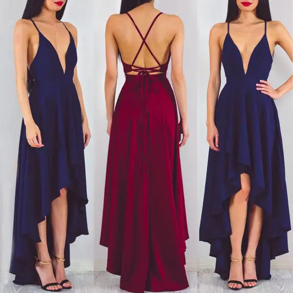 

Women Summer Fashion Clothes Ladies Casual Solid Color Sleeveless Dress Sexy Women Backles V-Neck Dresses