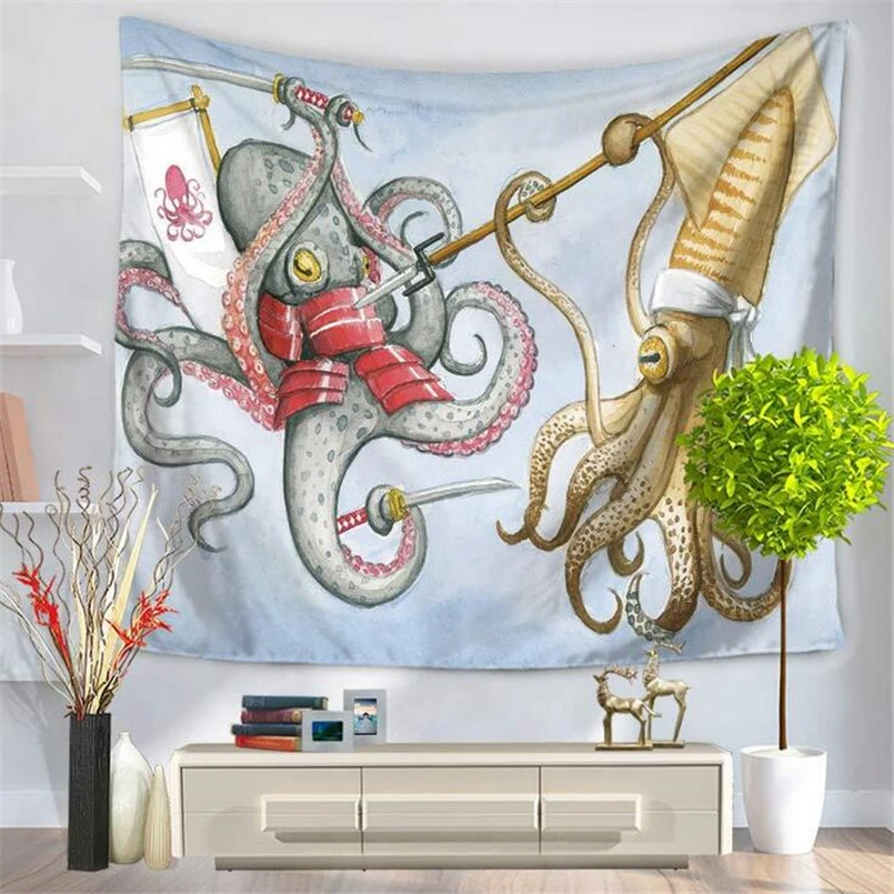 Настенный Гобелен принт в виде осьминога Коврик для йоги скатерть простыня пляжное полотенце украшение дома вечерние принадлежности