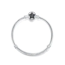 Серебряные подвески, базовая цепочка, форма звезды с фианитами, круглая застежка, браслеты для шармов, бусины и подвески для женщин BB019