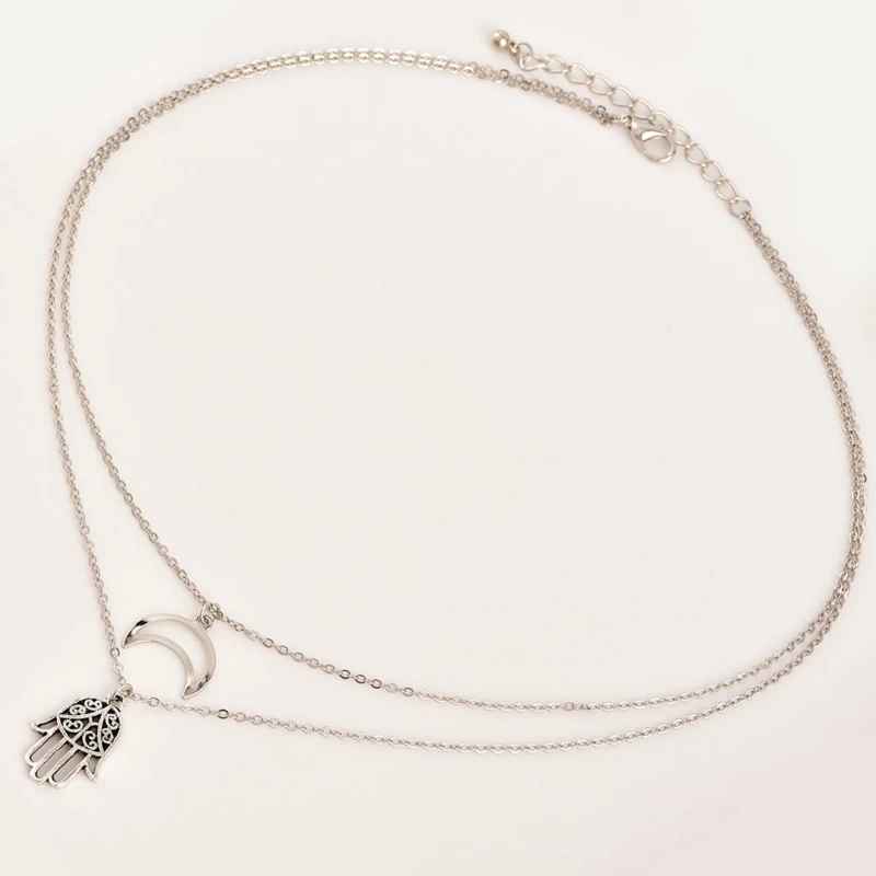 Новое модное ожерелье простое женское ожерелье с серебряной луной пальмой Женские аксессуары ювелирных изделий из бисера