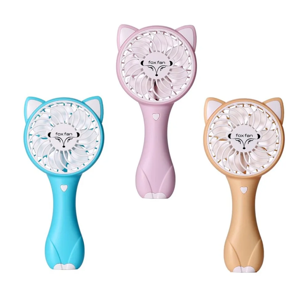 

Cute Fox Shape Cooling Fan Mini Handheld Fan Portable USB Rechargeable Desktop Cooling Fan For Car Office School