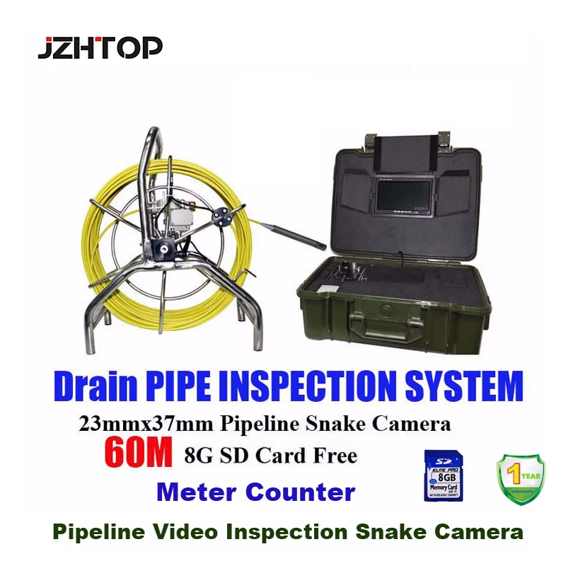 60M Pipe Locator Wall Drain Pipe Sewer Inspection Video Camera