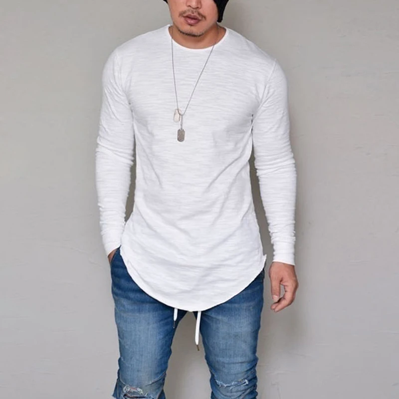 10 Colors Plus Size S-4XL 5XL Summer&Autumn Fashion Casual Slim Elastic Soft Solid Long Sleeve Men T Shirts Male Fit Tops Tee