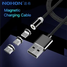 NOHON СВЕТОДИОДНЫЙ Магнитный зарядный кабель, освещение, кабель для телефона Micro usb type C для iPhone X 7 8 6 для Xiaomi 4 X, магнитное быстрое зарядное устройство, 1 м