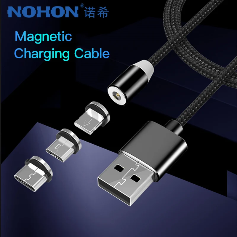 

NOHON LED Magnetic Charge Cable Lighting Micro USB Type C Phone Cable For iPhone X 7 8 6 For Xiaomi 4 X Magnet Fast Charger 1M