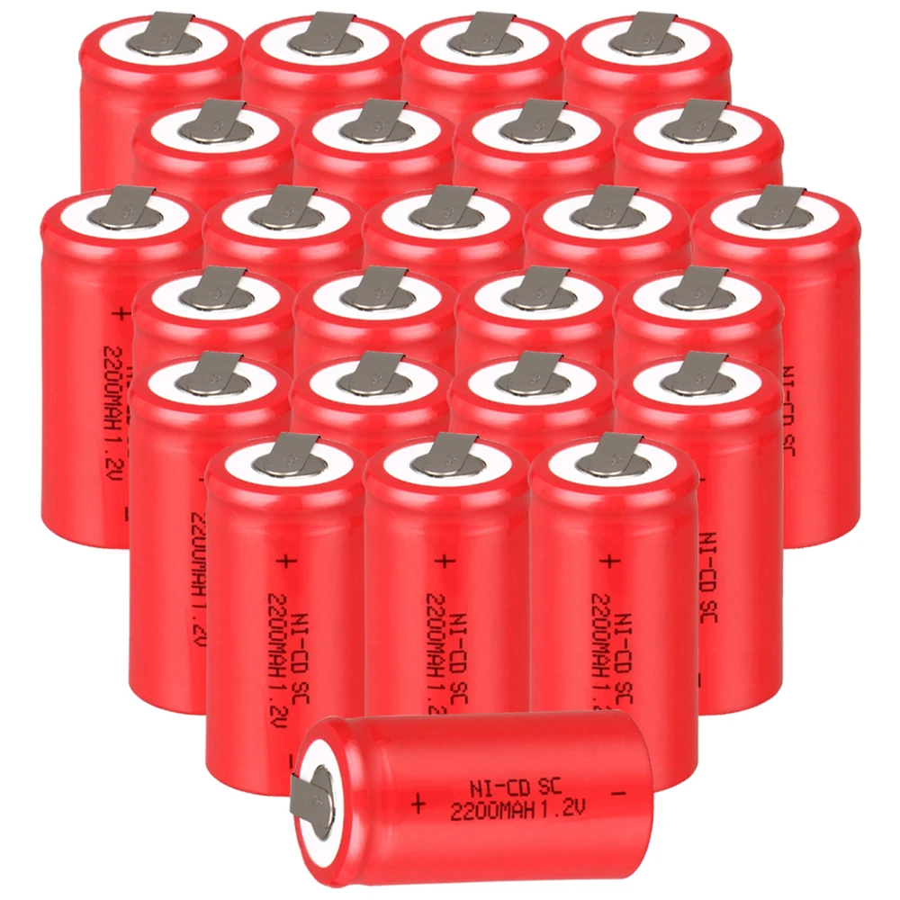 

Lowest price 25 piece SC battery 1.2v batteries rechargeable 2200mAh nicd battery for power tools akkumulator