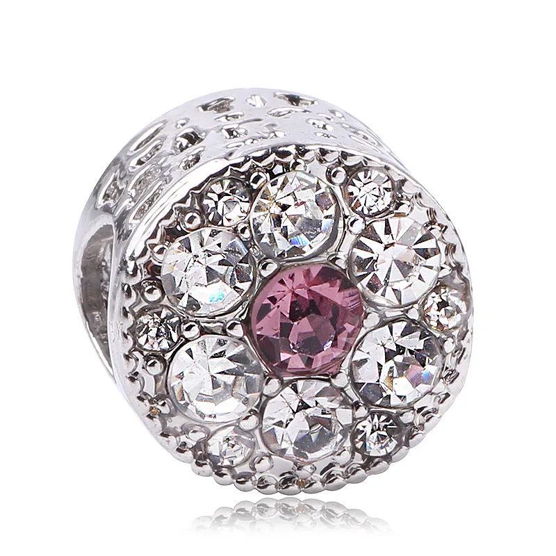 AIFEILI ожерелье DIY подходит для подарка Пандора браслет Европейский Шарм девушка личность цветок бисера Кулон Корона розовый