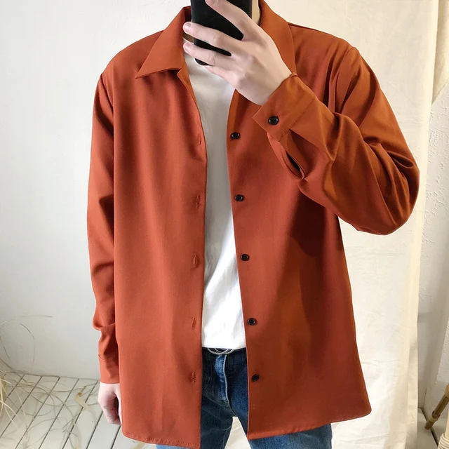 2018 moda coreana para hombres ropa Color sólido Casual mangas largas estilo abrigos marca puño francés camisas 2XL|Camisas informales| - AliExpress
