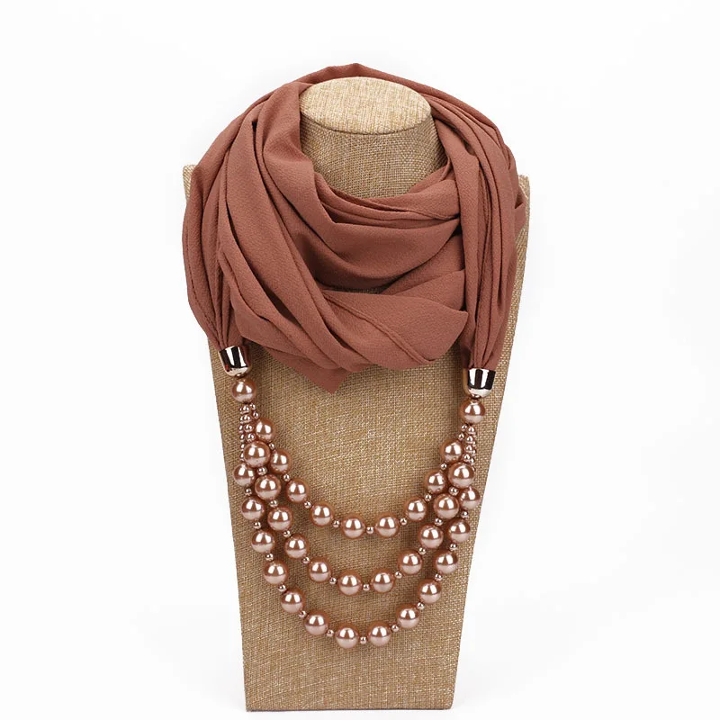 RUNMEIFA кулон шарф ожерелье жемчужное ожерелье s для женщин шифон хиджаб кулон ювелирные изделия обертывание платок женские аксессуары - Цвет: 8