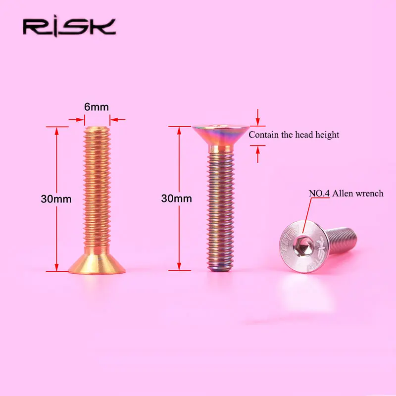 1PCS M6*30mm Titanium Bicycle Stigma Bolts MTB Bike Flat-head Bolts Mountain Bicycle Cycling Headset Stem Cap Screws bicycle headset bike stem cap bicycle head cap