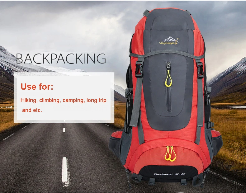 70L профессиональный рюкзак для альпинизма для женщин и мужчин, походный рюкзак, нейлоновая спортивная сумка для альпинизма с дождевиком 35x35x67 см