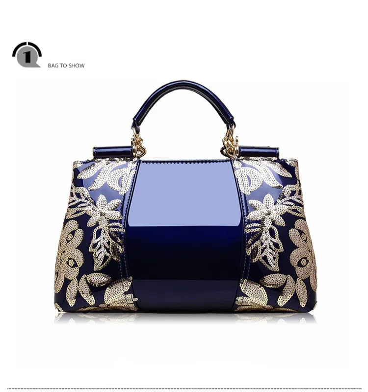 new luxury handbags women bags designer embroidered shoulder bag handbag large capacity patent leather luxury dinner bag