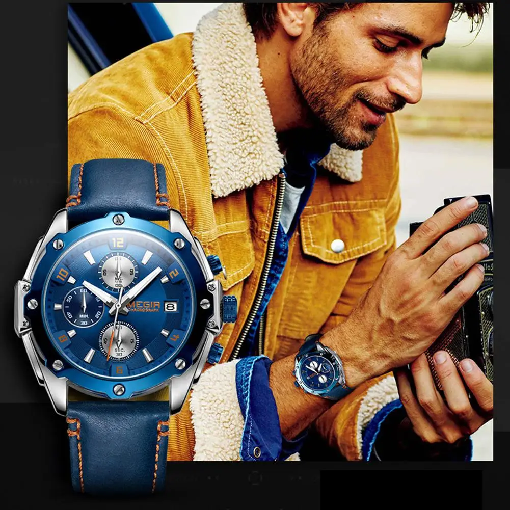 

Fashion Unisex Genuine Leather Strap Waterproof Analogue Display Quartz Watch
