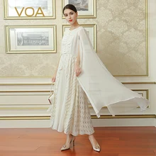 VOA 2017 Fall Fashion Elegant White Women Maxi Long font b Dress b font Plus Size