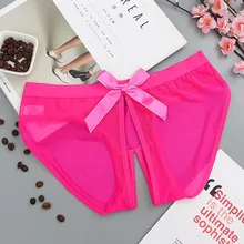 Женские трусики, сексуальное экзотическое женское белье, трусики с открытой промежностью, кружевное Сетчатое нижнее белье, трусы с вырезами, сексуальные трусы с бантом сзади