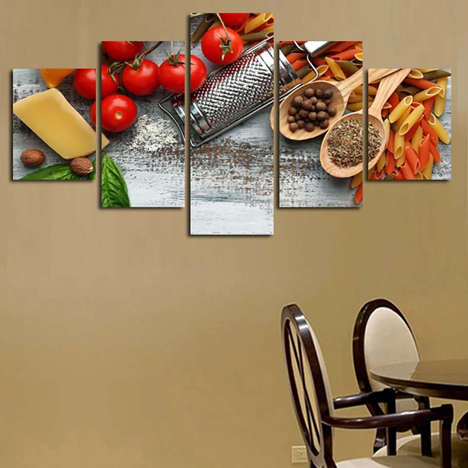 

Modular Posters Home Decor Tableau 5 Panel Fruits Tableware Kitchen Modern HD Printed Paintings Wall Artwork Pictures Canvas