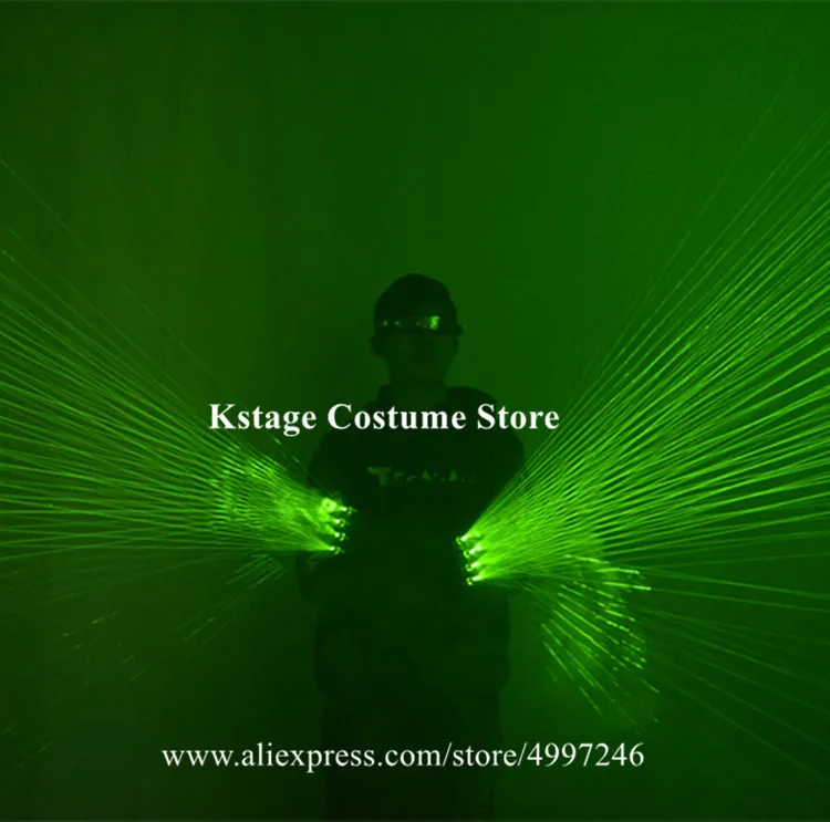 KS67 Rave dance led костюмы зеленый лазер перчатки dj носит лазерные мужские шоу проектор Дискотека наряды сценическое исполнение зеленые лучи перчатки