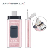 Wansenda lightning OTG USB Flash Drive the first 4 in 1 Pendrive for iPhone/IOS/Type-C/Android/PC 64GB 32GB 16GB pen drive