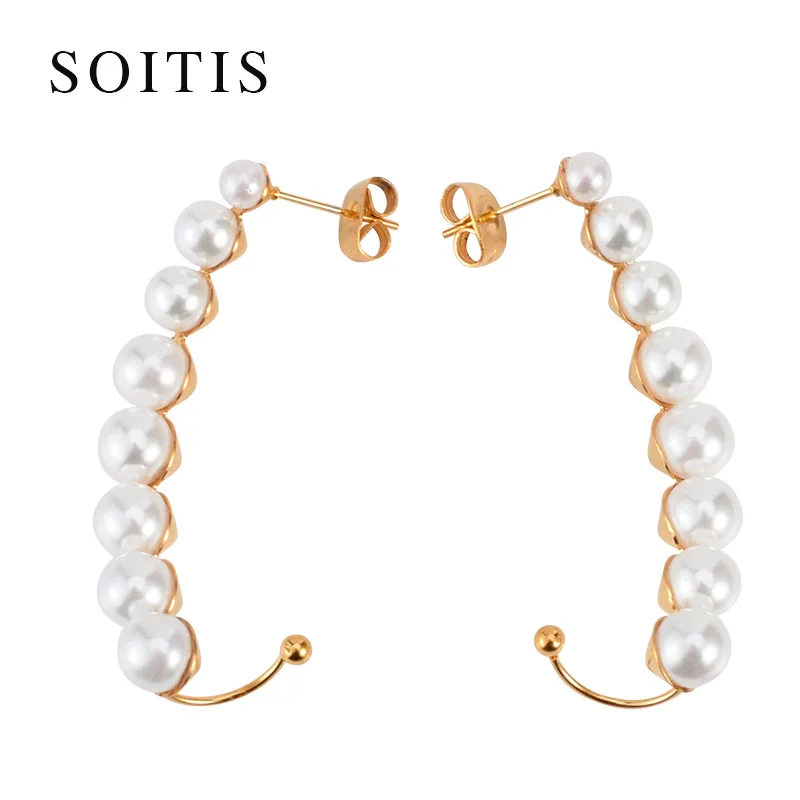 

Elegant Women Simulated Pearl Earring for Ladies 2019 New Trendy Stud Earrings Wedding Party Ear Studs Jewelry Accessories